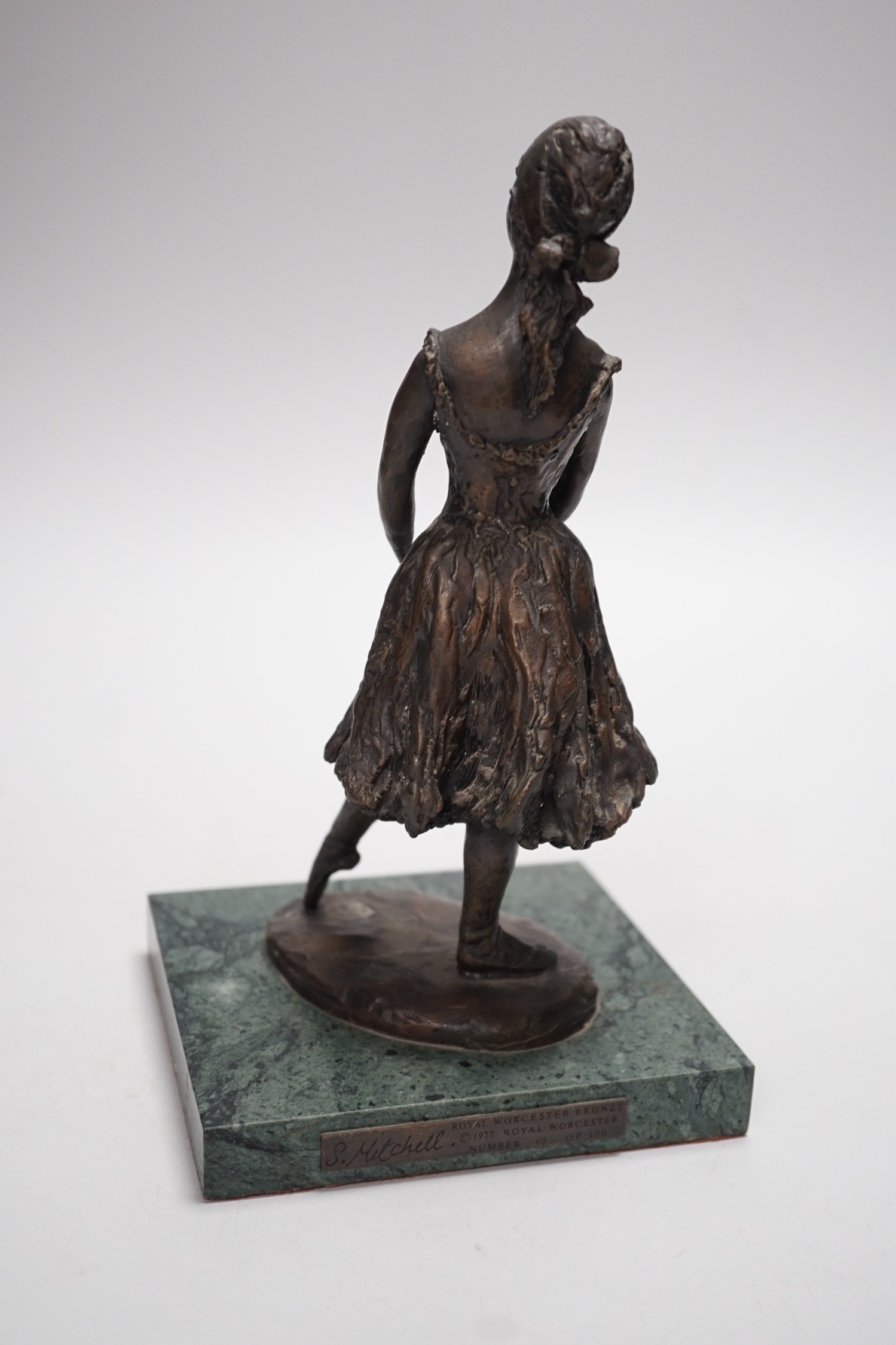A Royal Worcester limited edition bronze model of Prelude on marble base, design by Sheila Mitchell. 23cm tall, Limited edition number 18 of 100